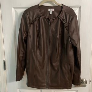 Worn Once Denim & Co. Brown Faux Leather Jacket
